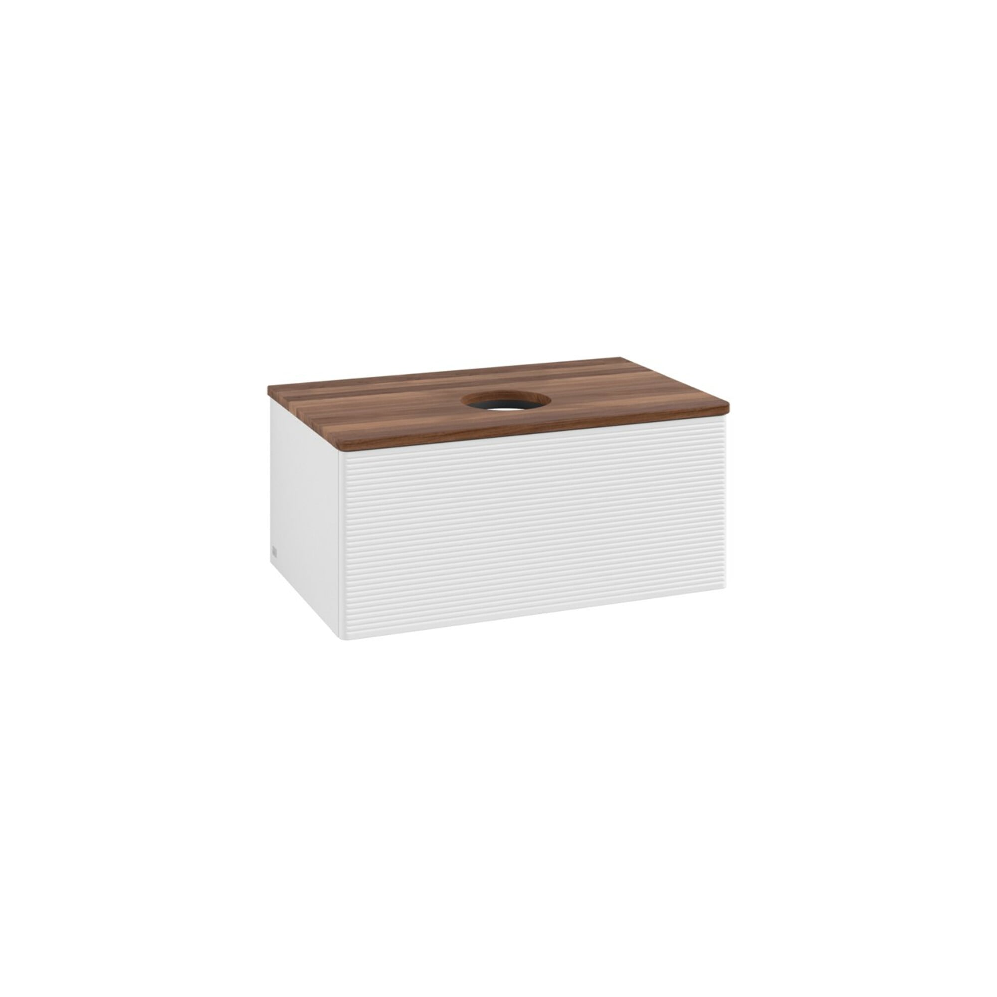 V&B Waschtischunterschrank mit Frontstruktur -Beleuchtung Antao 80x36x50cm, WBP w. wal, glo wh. Lac ; Villeroy & Boch