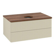 V&B Waschtischunterschrank mit Frontstruktur -Beleuchtung Antao 80x36x50cm, WBP w. wal, si Gr m Lac