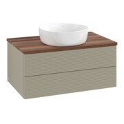V&B Waschtischunterschrank mit Frontstruktur -Beleuchtung Antao 80x36x50cm, WBP w. wal, st. Gr m Lac