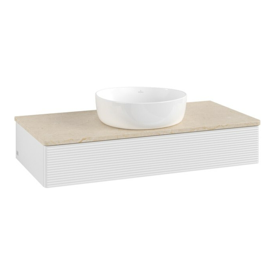 V&B Waschtischunterschrank mit Frontstruktur, mit Beleuchtung Antao 100x19x50cm, WBP botti., glo wh. Lac