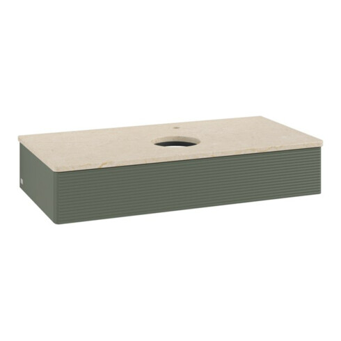 V&B Waschtischunterschrank mit Frontstruktur, mit Beleuchtung Antao 100x19x50cm, WBP botti., lea gre. m Lac