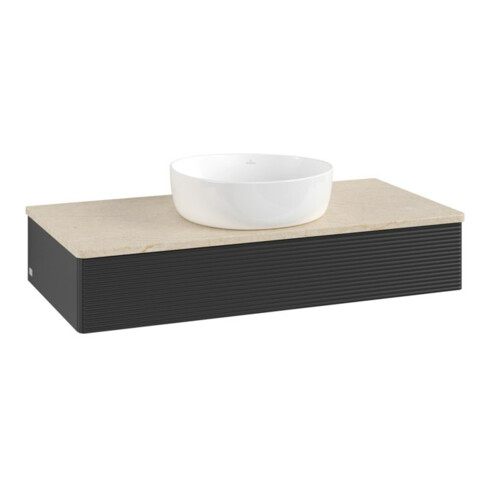 V&B Waschtischunterschrank mit Frontstruktur, mit Beleuchtung Antao 100x19x50cm, WBP-farbe botti., bla m Lac