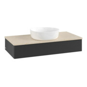 V&B Waschtischunterschrank mit Frontstruktur, mit Beleuchtung Antao 100x19x50cm, WBP-farbe botti., bla m Lac