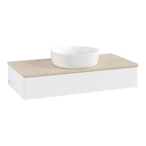 V&B Waschtischunterschrank mit Frontstruktur, mit Beleuchtung Antao 100x19x50cm, WBP-farbe botti., wh. m Lac