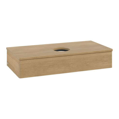 V&B Waschtischunterschrank mit Frontstruktur, mit Beleuchtung Antao 100x19x50cm, WBP-farbe hon. Oa, hon. oak