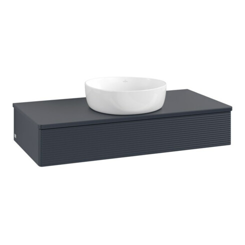 V&B Waschtischunterschrank mit Frontstruktur, mit Beleuchtung Antao 100x19x50cm, WBP-farbe Lac, md bl. m Lac