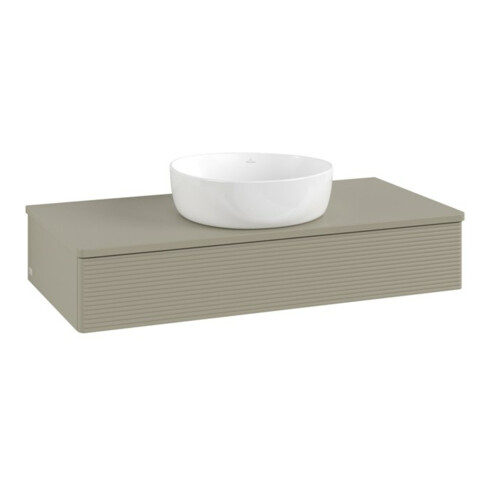 V&B Waschtischunterschrank mit Frontstruktur, mit Beleuchtung Antao 100x19x50cm, WBP-farbe Lac, st. Gr m Lac