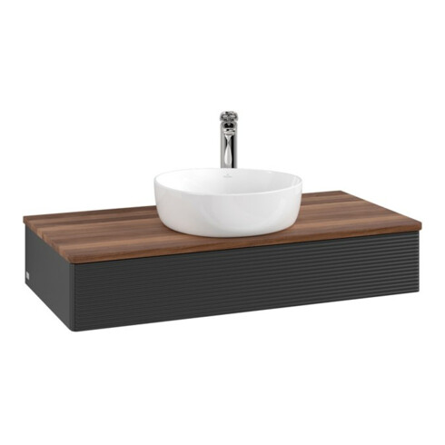 V&B Waschtischunterschrank mit Frontstruktur, mit Beleuchtung Antao 100x19x50cm, WBP-farbe w. wal, bla m Lac
