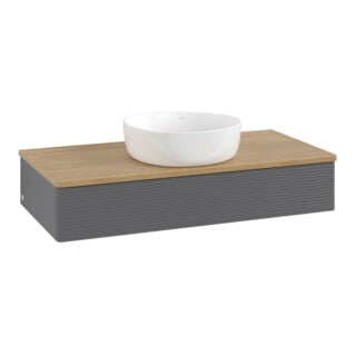 V&B Waschtischunterschrank mit Frontstruktur, mit Beleuchtung Antao 100x19x50cm, WBP hon. Oa, Anthrac. m Lac