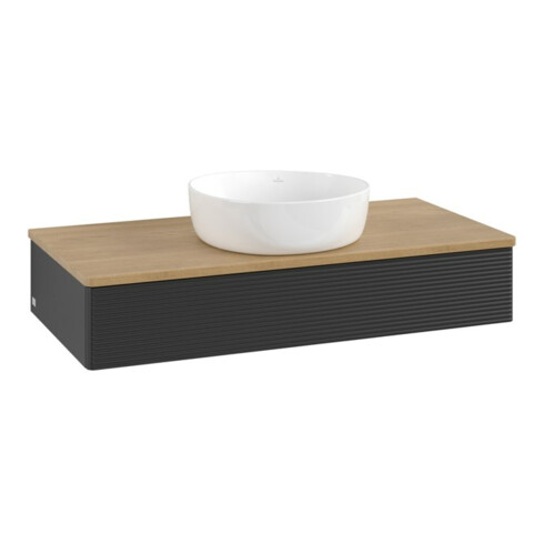 V&B Waschtischunterschrank mit Frontstruktur, mit Beleuchtung Antao 100x19x50cm, WBP hon. Oa, bla m Lac