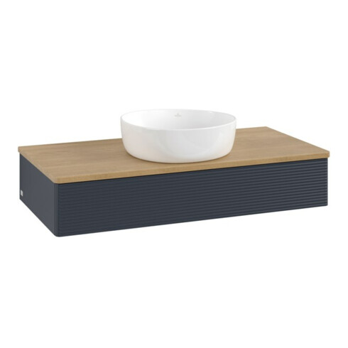 V&B Waschtischunterschrank mit Frontstruktur, mit Beleuchtung Antao 100x19x50cm, WBP hon. Oa, md bl. m Lac