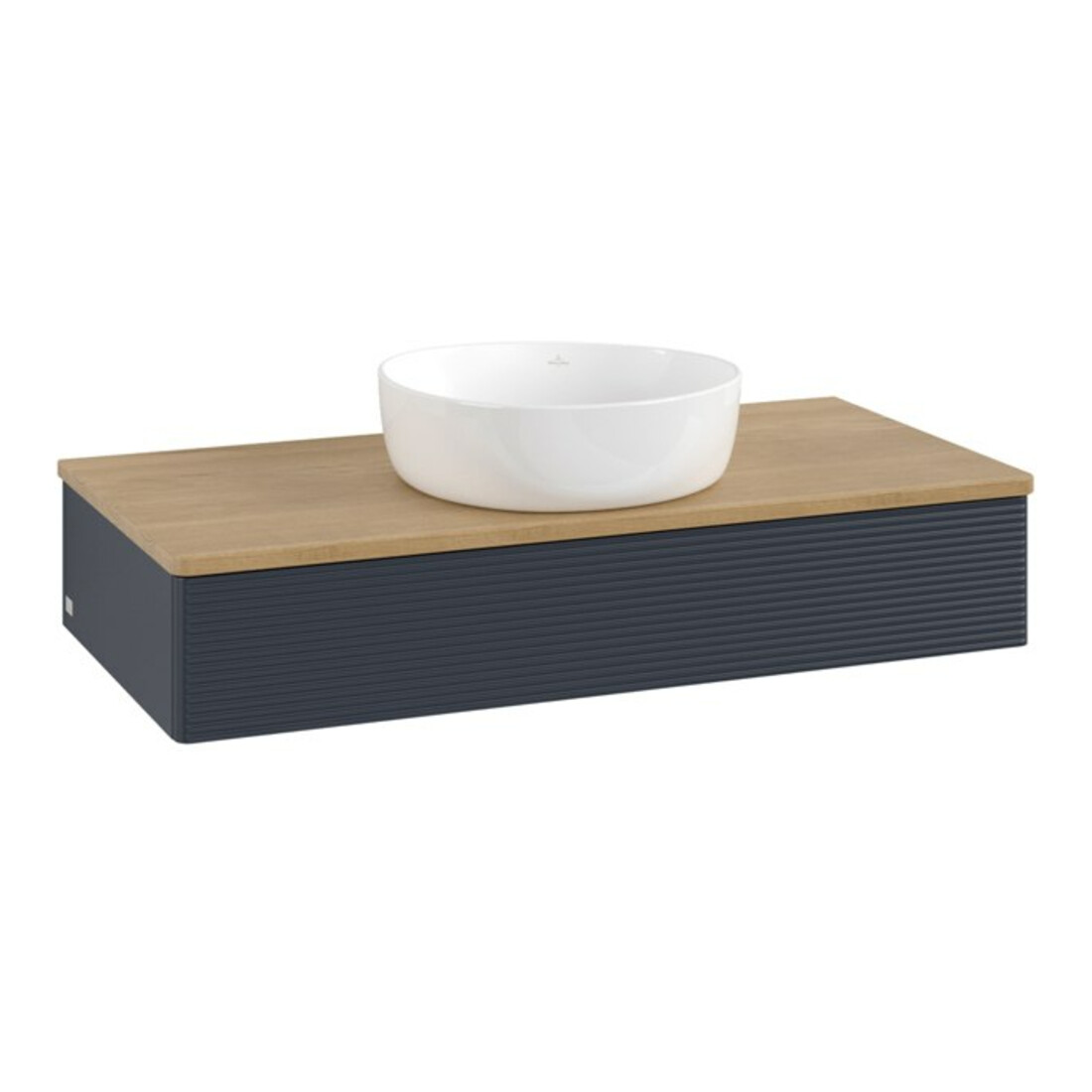 V&B Waschtischunterschrank mit Frontstruktur, mit Beleuchtung Antao 100x19x50cm, WBP hon. Oa, md bl. m Lac