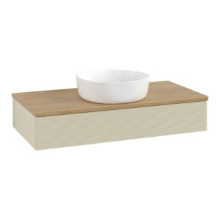 V&B Waschtischunterschrank mit Frontstruktur, mit Beleuchtung Antao 100x19x50cm, WBP hon. Oa, si Gr m Lac