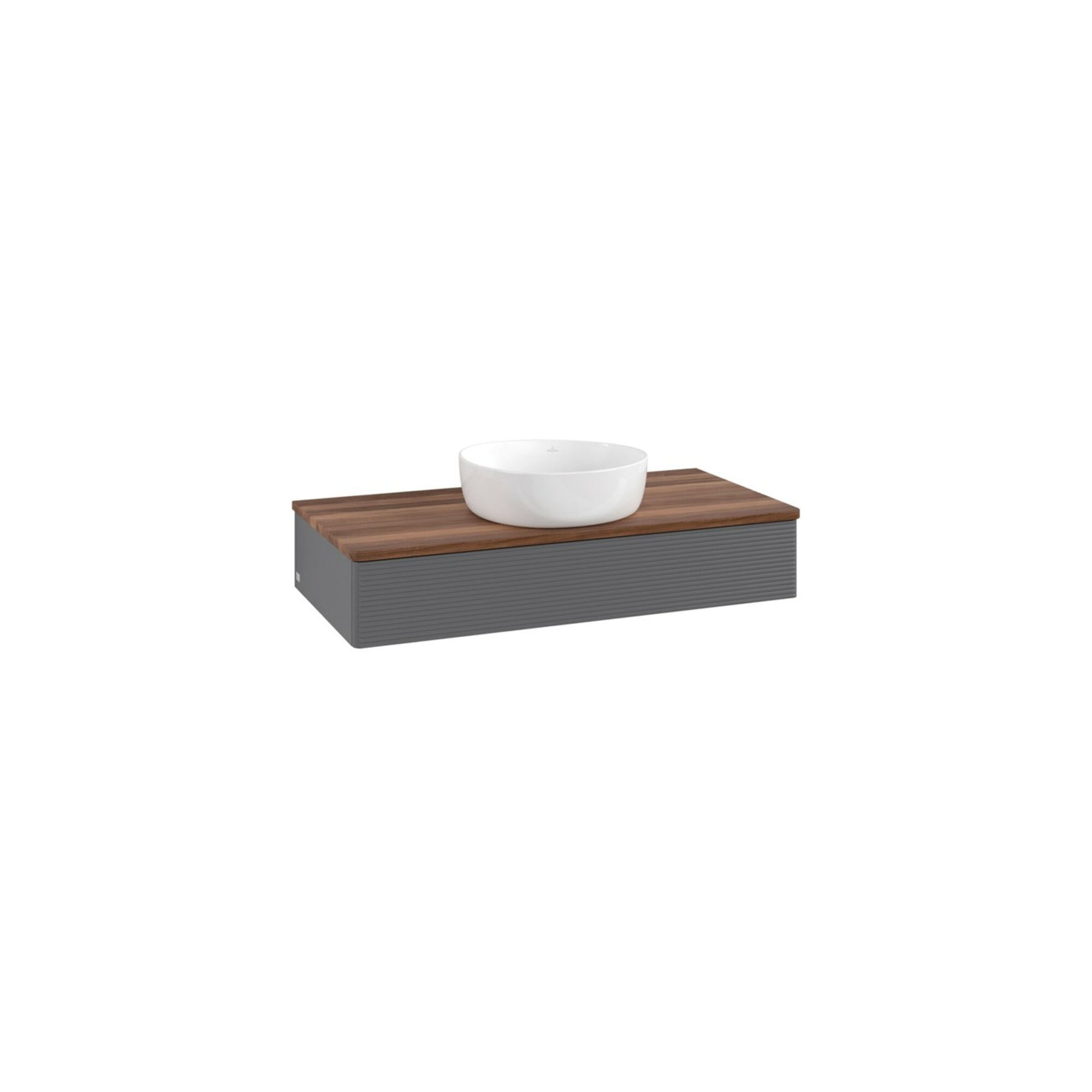 V&B Waschtischunterschrank mit Frontstruktur, mit Beleuchtung Antao 100x19x50cm, WBP w. wal, Anthrac. m Lac ; Villeroy & Boch