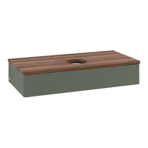 V&B Waschtischunterschrank mit Frontstruktur, mit Beleuchtung Antao 100x19x50cm, WBP w. wal, lea gre. m Lac