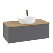 V&B Waschtischunterschrank mit Frontstruktur, mit Beleuchtung Antao 100x36x50cm, HL, WBP hon. Oa, A m Lac