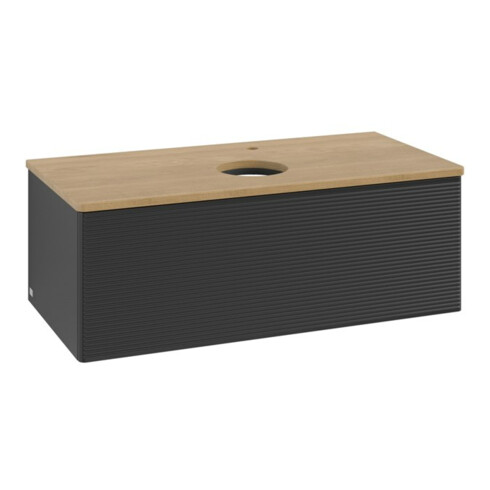 V&B Waschtischunterschrank mit Frontstruktur, mit Beleuchtung Antao 100x36x50cm, HL, WBP hon. Oa, bla m Lac