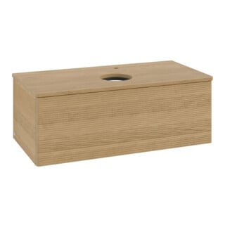 V&B Waschtischunterschrank mit Frontstruktur, mit Beleuchtung Antao 100x36x50cm, HL, WBP hon. Oa, hon. Oa