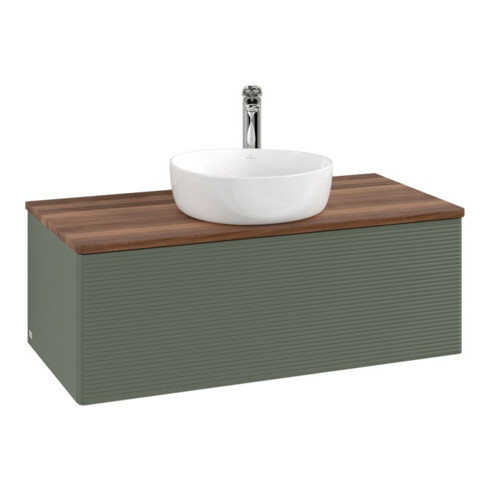 V&B Waschtischunterschrank mit Frontstruktur, mit Beleuchtung Antao 100x36x50cm, HL, WBP w wa, le gre. m Lac