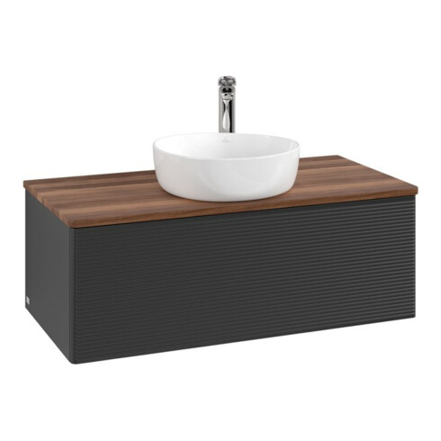 V&B Waschtischunterschrank mit Frontstruktur, mit Beleuchtung Antao 100x36x50cm, HL, WBP w. wal, bla m Lac