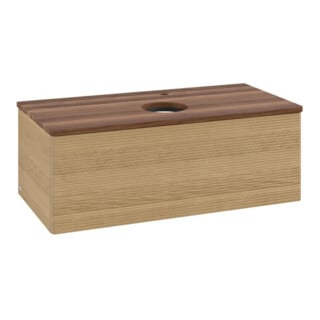 V&B Waschtischunterschrank mit Frontstruktur, mit Beleuchtung Antao 100x36x50cm, HL, WBP w. wal, hon. Oa