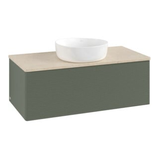 V&B Waschtischunterschrank mit Frontstruktur, mit Beleuchtung Antao 100x36x50cm, WBP botti., lea gre. m Lac