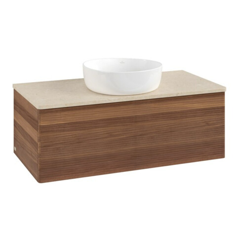 V&B Waschtischunterschrank mit Frontstruktur, mit Beleuchtung Antao 100x36x50cm, WBP-farbe botti., w. walnut