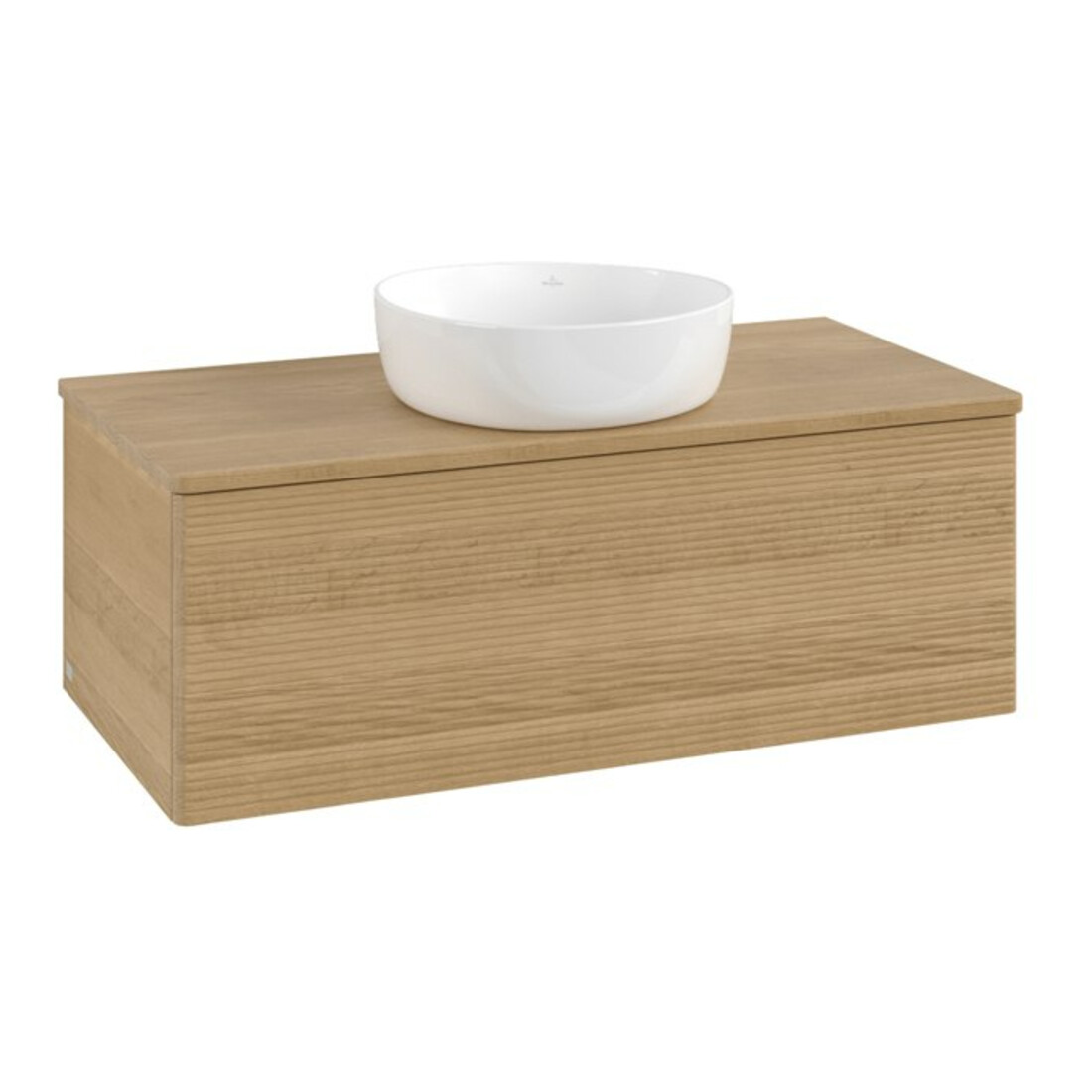 V&B Waschtischunterschrank mit Frontstruktur, mit Beleuchtung Antao 100x36x50cm, WBP-farbe hon. Oa, hon. oak
