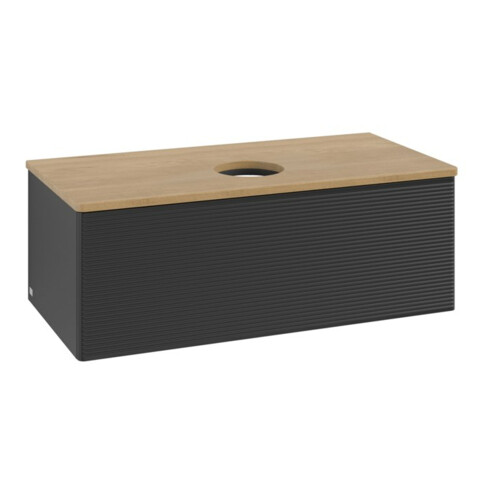 V&B Waschtischunterschrank mit Frontstruktur, mit Beleuchtung Antao 100x36x50cm, WBP hon. Oa, bla m Lac