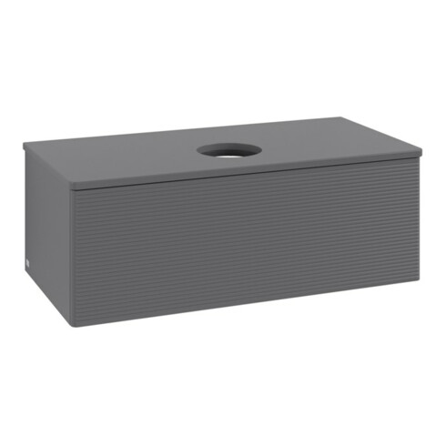 V&B Waschtischunterschrank mit Frontstruktur, mit Beleuchtung Antao 100x36x50cm, WBP Lac, Anthrac. m Lac