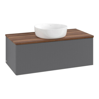 V&B Waschtischunterschrank mit Frontstruktur, mit Beleuchtung Antao 100x36x50cm, WBP w. wal, Anthrac. m Lac
