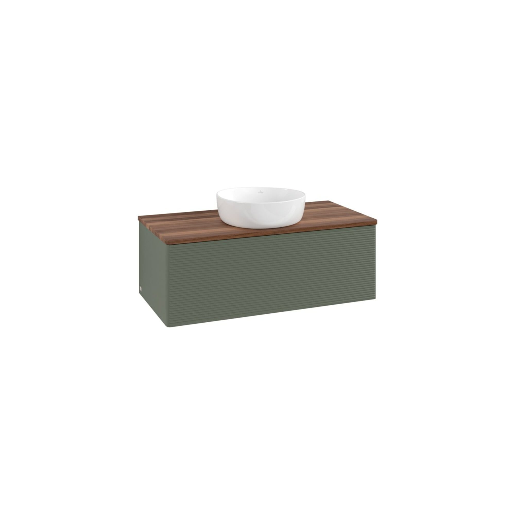 V&B Waschtischunterschrank mit Frontstruktur, mit Beleuchtung Antao 100x36x50cm, WBP w. wal, lea gre. m Lac ; Villeroy & Boch