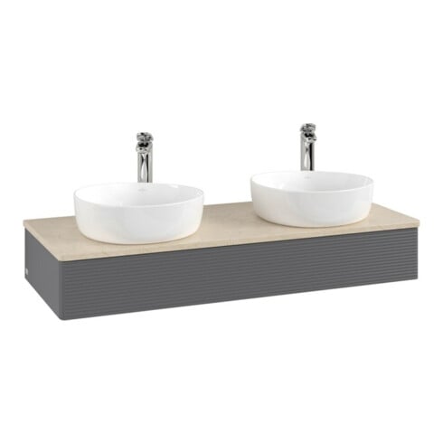 V&B Waschtischunterschrank mit Frontstruktur, mit Beleuchtung Antao 120x19x50cm, HL, WBP botti., A m Lac