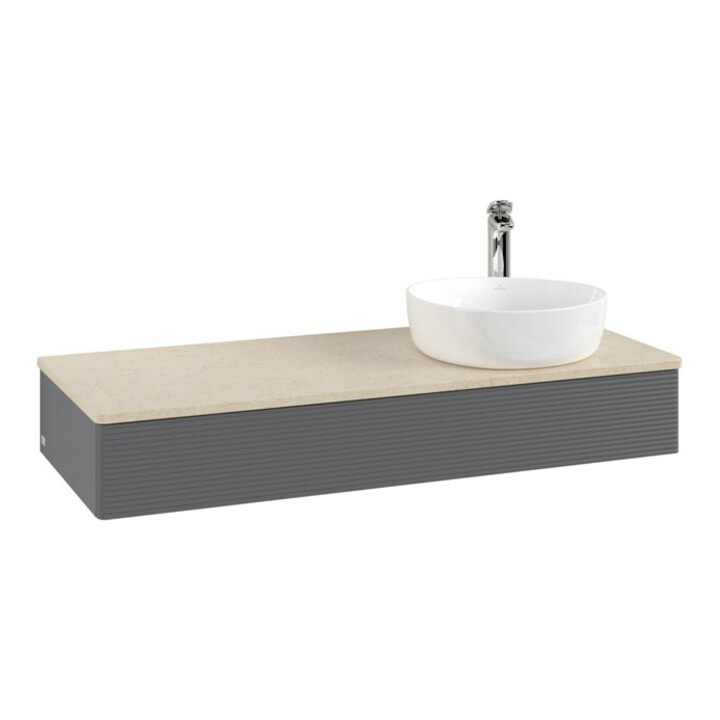V&B Waschtischunterschrank mit Frontstruktur, mit Beleuchtung Antao 120x19x50cm, HL, WBP botti., A m Lac