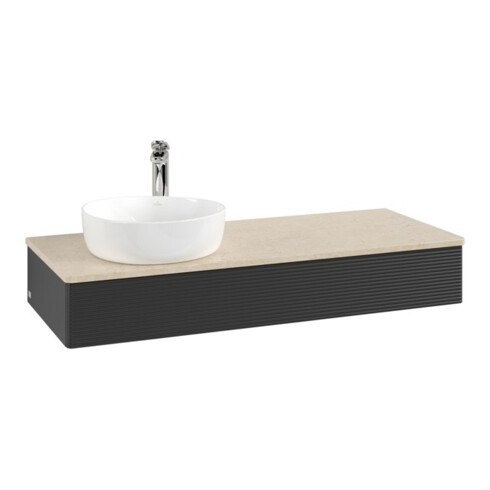 V&B Waschtischunterschrank mit Frontstruktur, mit Beleuchtung Antao 120x19x50cm, HL, WBP botti., bla m Lac