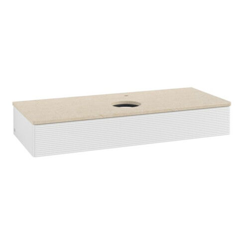 V&B Waschtischunterschrank mit Frontstruktur, mit Beleuchtung Antao 120x19x50cm, HL, WBP botti., glo wh. Lac
