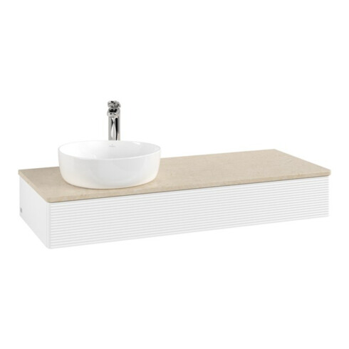 V&B Waschtischunterschrank mit Frontstruktur, mit Beleuchtung Antao 120x19x50cm, HL, WBP botti., wh. m Lac