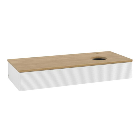 V&B Waschtischunterschrank mit Frontstruktur, mit Beleuchtung Antao 120x19x50cm, HL, WBP hon. Oa, g wh. Lac