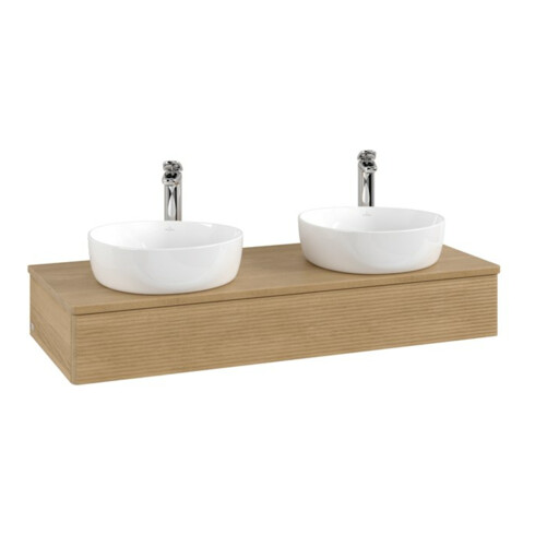 V&B Waschtischunterschrank mit Frontstruktur, mit Beleuchtung Antao 120x19x50cm, HL, WBP hon. Oa, hon. Oa