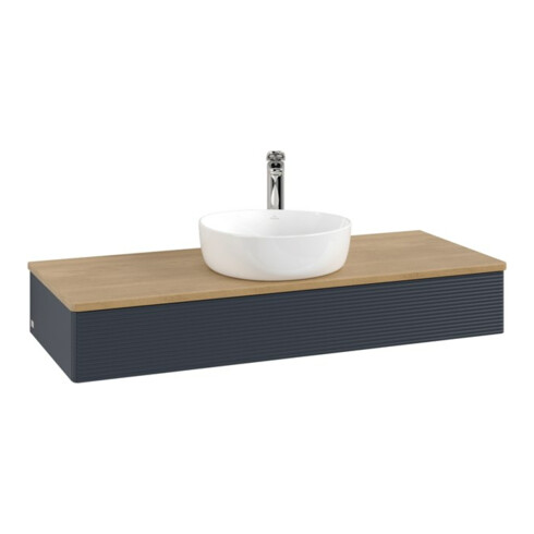 V&B Waschtischunterschrank mit Frontstruktur, mit Beleuchtung Antao 120x19x50cm, HL, WBP hon. Oa, md b m Lac