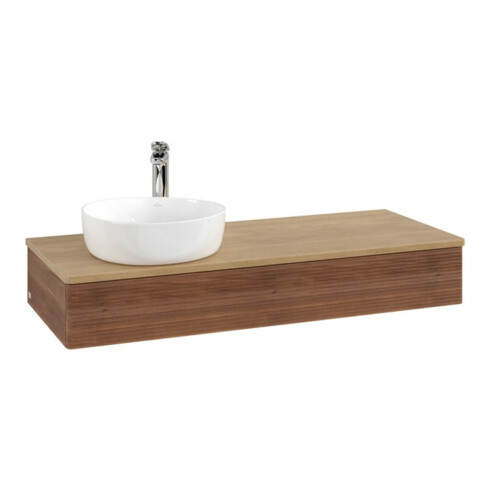 V&B Waschtischunterschrank mit Frontstruktur, mit Beleuchtung Antao 120x19x50cm, HL, WBP hon. Oa, w. wal