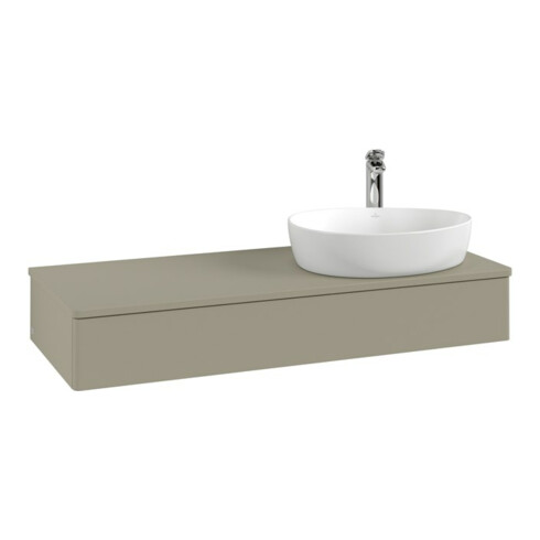 V&B Waschtischunterschrank mit Frontstruktur, mit Beleuchtung Antao 120x19x50cm, HL, WBP Lac, md bl. m Lac