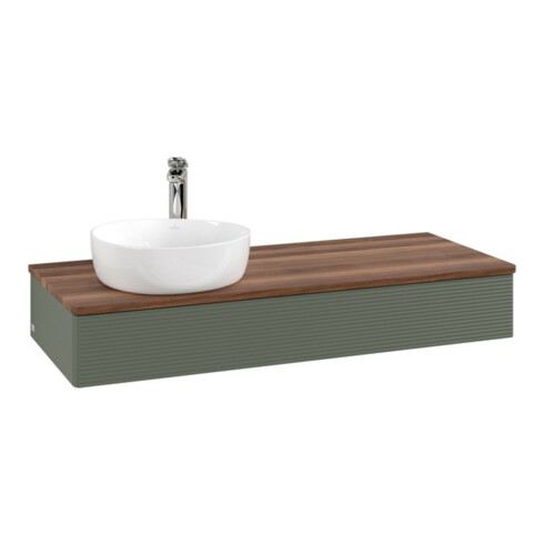 V&B Waschtischunterschrank mit Frontstruktur, mit Beleuchtung Antao 120x19x50cm, HL, WBP w wa, le gre. m Lac