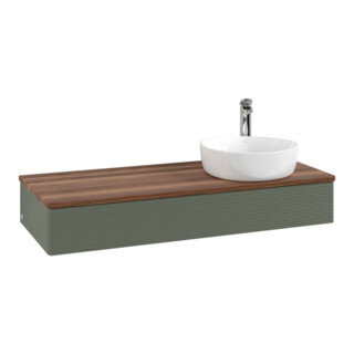 V&B Waschtischunterschrank mit Frontstruktur, mit Beleuchtung Antao 120x19x50cm, HL, WBP w wa, le gre. m Lac