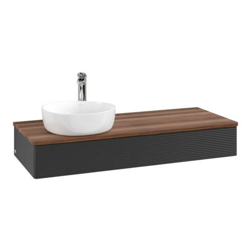 V&B Waschtischunterschrank mit Frontstruktur, mit Beleuchtung Antao 120x19x50cm, HL, WBP w. wal, bla m Lac