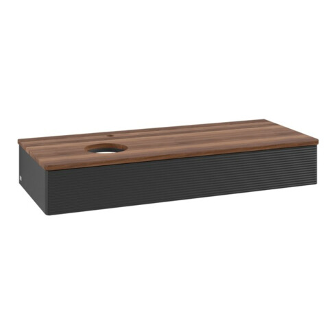 V&B Waschtischunterschrank mit Frontstruktur, mit Beleuchtung Antao 120x19x50cm, HL, WBP w. wal, bla m Lac