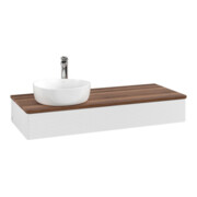 V&B Waschtischunterschrank mit Frontstruktur, mit Beleuchtung Antao 120x19x50cm, HL, WBP w. wal, glo wh. Lac