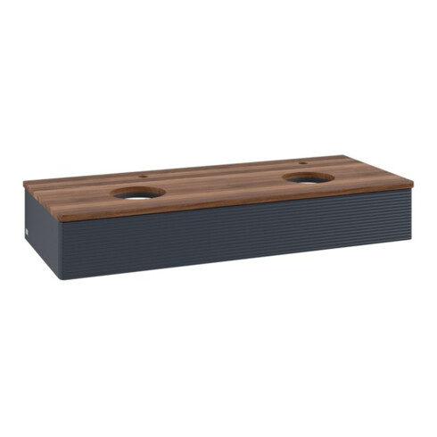 V&B Waschtischunterschrank mit Frontstruktur, mit Beleuchtung Antao 120x19x50cm, HL, WBP w wal, md bl. m Lac