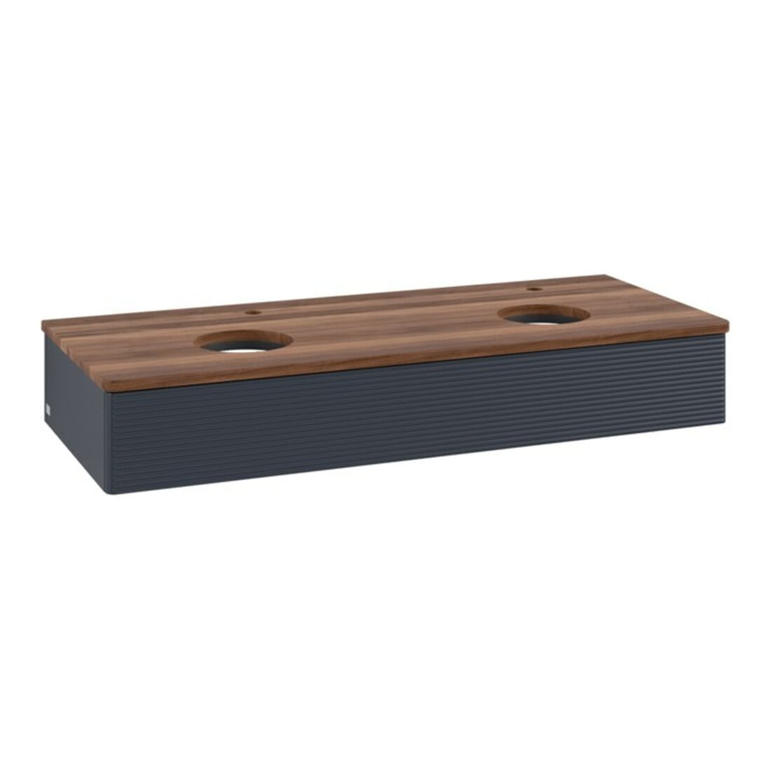 V&B Waschtischunterschrank mit Frontstruktur, mit Beleuchtung Antao 120x19x50cm, HL, WBP w wal, md bl. m Lac