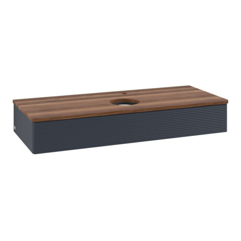 V&B Waschtischunterschrank mit Frontstruktur, mit Beleuchtung Antao 120x19x50cm, HL, WBP w wal, md bl. m Lac